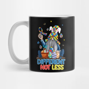 Different Not Less Autism Awareness Easter Gnome Egg Hunter Mug